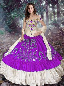 Best Floor Length Ball Gowns Sleeveless Eggplant Purple Quince Ball Gowns Lace Up