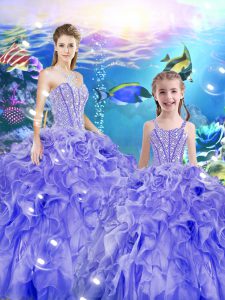 Designer Floor Length Ball Gowns Sleeveless Lavender 15th Birthday Dress Lace Up