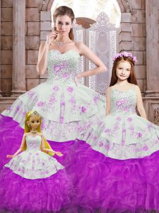 High End Sleeveless Beading and Appliques and Ruffles Lace Up Sweet 16 Dresses