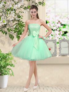 Apple Green Off The Shoulder Neckline Lace and Belt Quinceanera Court of Honor Dress Sleeveless Lace Up