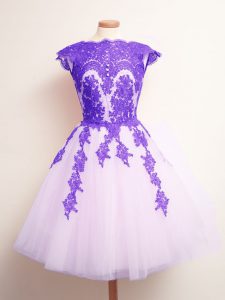 New Arrival Tulle Scalloped Sleeveless Lace Up Appliques Dama Dress for Quinceanera in Multi-color