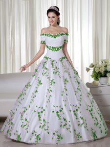 Perfect Organza Short Sleeves Floor Length Quinceanera Dresses and Embroidery