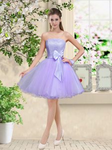 Lilac Sleeveless Organza Lace Up Vestidos de Damas for Prom and Party
