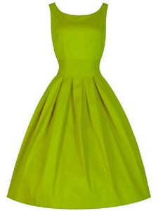 Enchanting Scoop Sleeveless Lace Up Damas Dress Olive Green Taffeta