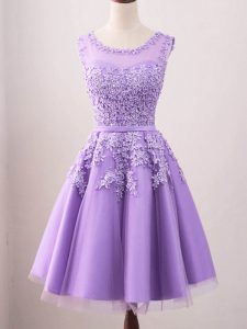 Best Lavender Scoop Neckline Lace Court Dresses for Sweet 16 Sleeveless Lace Up
