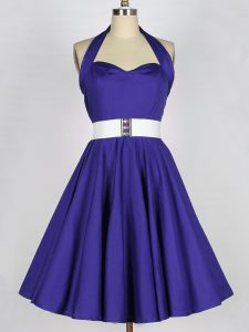Dramatic Mini Length Purple Quinceanera Court Dresses Taffeta Sleeveless Ruching