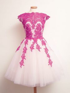 Most Popular Sleeveless Appliques Lace Up Quinceanera Court of Honor Dress