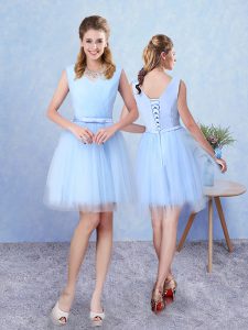 Sleeveless Ruching Lace Up Quinceanera Court of Honor Dress