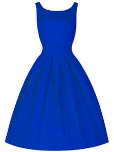 Taffeta High-neck Sleeveless Lace Up Ruching Damas Dress in Royal Blue