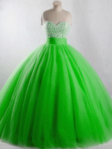 Sweetheart Lace Up Beading Quince Ball Gowns Sleeveless