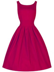 Knee Length Fuchsia Quinceanera Court of Honor Dress Scoop Sleeveless Lace Up