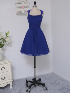 Artistic Lace Dama Dress Royal Blue Zipper Sleeveless Mini Length