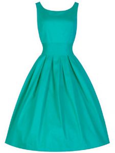 Beauteous Turquoise A-line Ruching Quinceanera Court Dresses Lace Up Taffeta Sleeveless Knee Length
