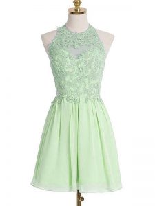 New Arrival Sleeveless Chiffon Knee Length Lace Up Court Dresses for Sweet 16 in with Appliques