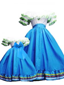 Fantastic Baby Blue Off The Shoulder Lace Up Ruffled Layers Sweet 16 Quinceanera Dress Sleeveless