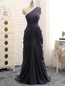 Floor Length Empire Sleeveless Grey Court Dresses for Sweet 16 Zipper