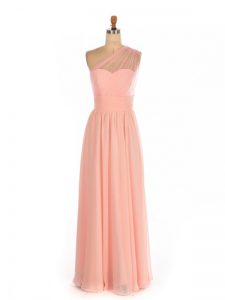 High End Peach Sleeveless Chiffon Side Zipper Quinceanera Dama Dress for Prom and Party and Wedding Party