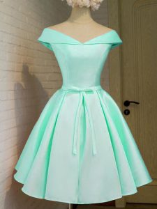 Noble Off The Shoulder Cap Sleeves Zipper Court Dresses for Sweet 16 Turquoise Taffeta