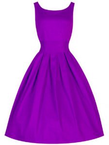 Extravagant Purple Scoop Neckline Ruching Dama Dress for Quinceanera Sleeveless Lace Up