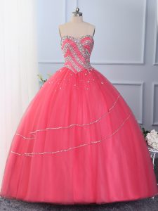 Floor Length Hot Pink Quinceanera Gown Sweetheart Sleeveless Lace Up