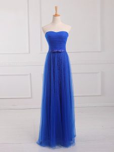 Delicate Royal Blue Sleeveless Tulle and Lace Lace Up Damas Dress for Prom and Party and Wedding Party