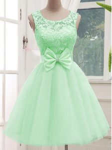 Latest Apple Green Sleeveless Tulle Lace Up Dama Dress for Quinceanera for Prom and Party and Wedding Party