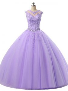 Discount Floor Length Ball Gowns Sleeveless Lavender 15 Quinceanera Dress Lace Up