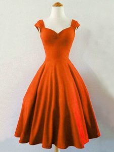 Sumptuous Knee Length Rust Red Dama Dress for Quinceanera Straps Sleeveless Lace Up