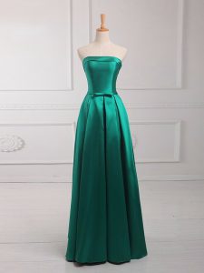 Fitting Belt Quinceanera Court of Honor Dress Dark Green Lace Up Sleeveless Floor Length