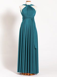 Great Teal Backless Straps Ruching Quinceanera Court Dresses Chiffon Sleeveless
