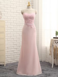 Fashion Chiffon Sweetheart Sleeveless Zipper Lace Quinceanera Court Dresses in Baby Pink