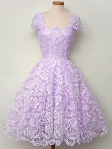Lace Cap Sleeves Knee Length Quinceanera Court of Honor Dress and Lace
