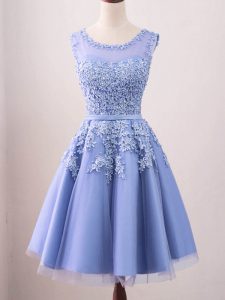 Exceptional Lavender Sleeveless Lace Knee Length Court Dresses for Sweet 16