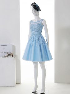 Scoop Sleeveless Tulle Dama Dress for Quinceanera Lace Zipper
