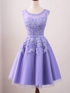 Scoop Sleeveless Lace Up Vestidos de Damas Lavender Tulle
