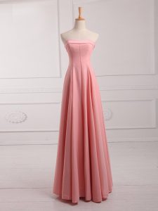 Fantastic Chiffon Sleeveless Floor Length Quinceanera Court of Honor Dress and Ruching