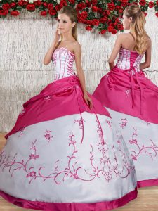 Embroidery and Pick Ups 15 Quinceanera Dress White Lace Up Sleeveless Floor Length