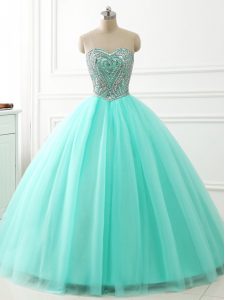 Eye-catching Apple Green Sweetheart Lace Up Beading Quinceanera Gowns Sleeveless