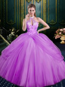 Spectacular Sleeveless Beading and Pick Ups Lace Up Ball Gown Prom Dress