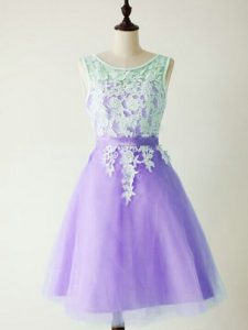 Enchanting Knee Length A-line Sleeveless Lavender Quinceanera Court Dresses Lace Up