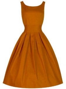 Superior Orange A-line Ruching Court Dresses for Sweet 16 Lace Up Taffeta Sleeveless Knee Length