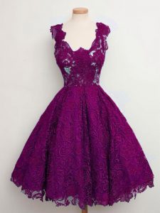 Purple Vestidos de Damas Prom and Party and Wedding Party with Lace Straps Sleeveless Lace Up