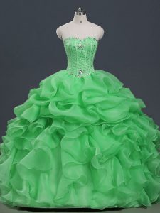 Fashionable Sleeveless Organza Lace Up Sweet 16 Quinceanera Dress for Military Ball and Sweet 16 and Quinceanera