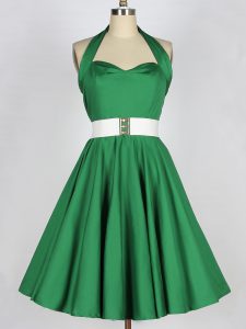 Mini Length Green Dama Dress Halter Top Sleeveless Lace Up