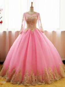 Lovely Long Sleeves Appliques Lace Up Quinceanera Dress