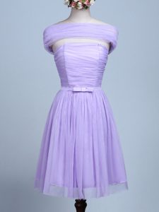 Lavender Strapless Neckline Belt Court Dresses for Sweet 16 Sleeveless Side Zipper