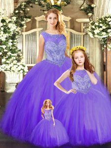Nice Floor Length Ball Gowns Sleeveless Purple 15th Birthday Dress Lace Up