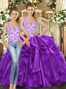 Attractive Sleeveless Beading and Ruffles Lace Up Sweet 16 Dress