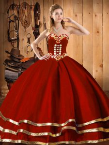 Floor Length Wine Red Sweet 16 Quinceanera Dress Organza Sleeveless Embroidery and Bowknot