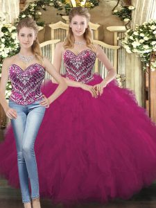 Wonderful Organza Sleeveless Floor Length Quinceanera Gown and Beading and Ruffles
